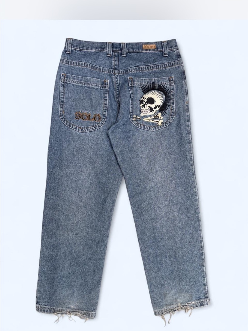 Vintage Solo Mohawk Skull Semore Embroidered Men’s Y2K wide leg skater street 32